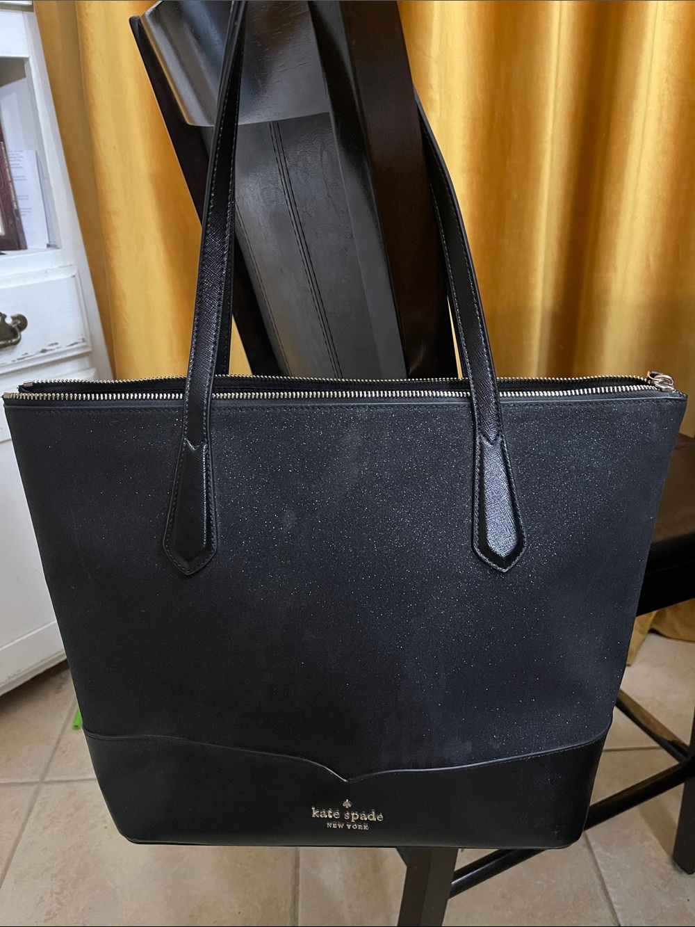 Kate Spade Black Glitter Tote Bag